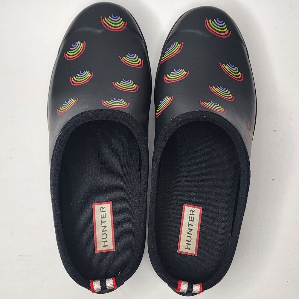 Hunter Play Mini Rainbow Print Clogs Platform Slip On Shoes Womens 10 - Picture 6 of 13